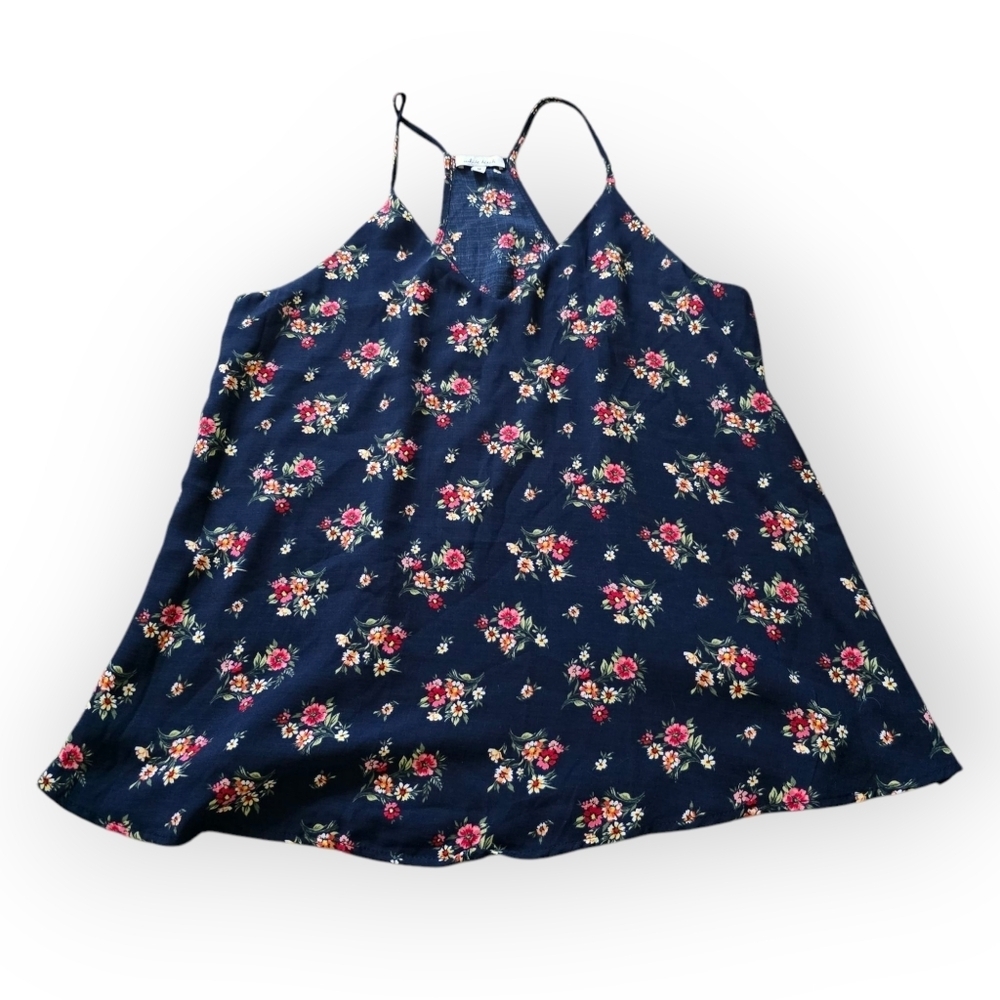 White Birch Floral Racer Back Tank, Size Medium
